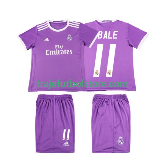 Camiseta 2ª Real Madrid Bale 11 2016 2017 Retro Niño Manga Corta
