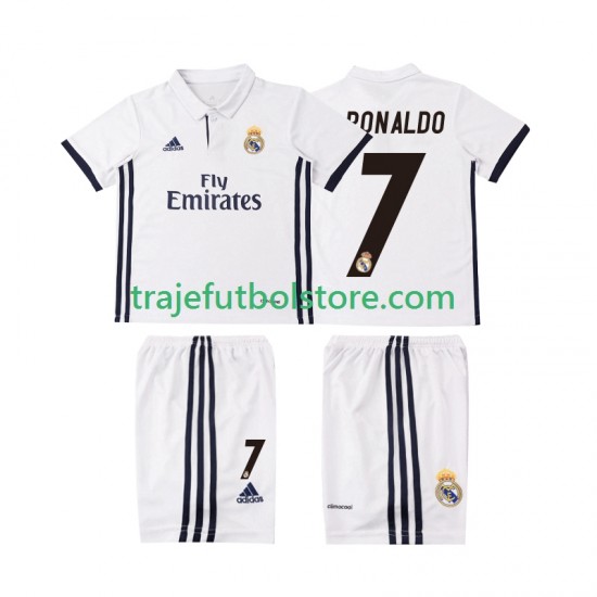 Camiseta 1ª Real Madrid Cristiano Ronaldo 7 2016 2017 Retro Niño Manga Corta