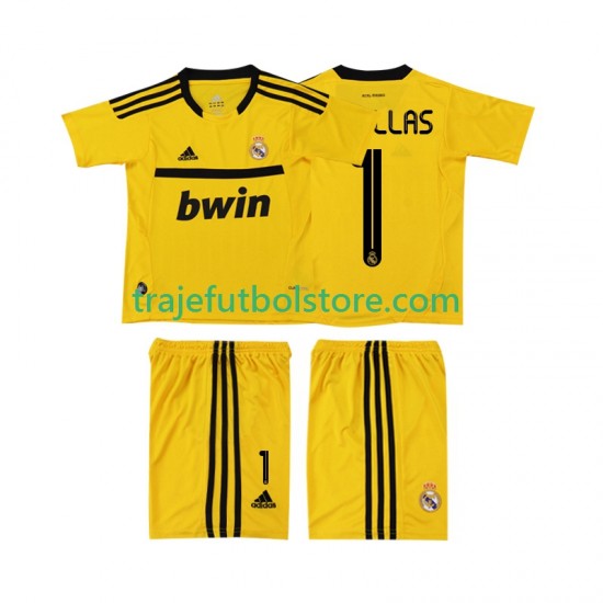 Camiseta 1ª Real Madrid CASILLAS 1 2012 Portero Retro Niño 2011 Manga Corta