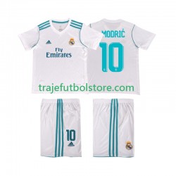 Camiseta 1ª Real Madrid Modrić 10 2017 2018 Retro Niño Manga Corta
