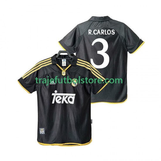 Camiseta 2ª Real Madrid R.CARLOS 3 2001 Retro Hombre 1999 Manga Corta