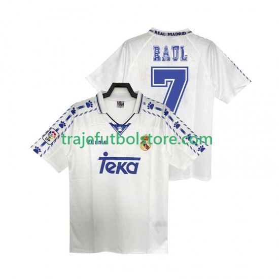 Camiseta 1ª Real Madrid RAUL 7 1996 1997 Retro Hombre Manga Corta