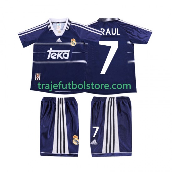 Camiseta 2ª Real Madrid RAUL 7 Retro Niño 1998 1999 Manga Corta