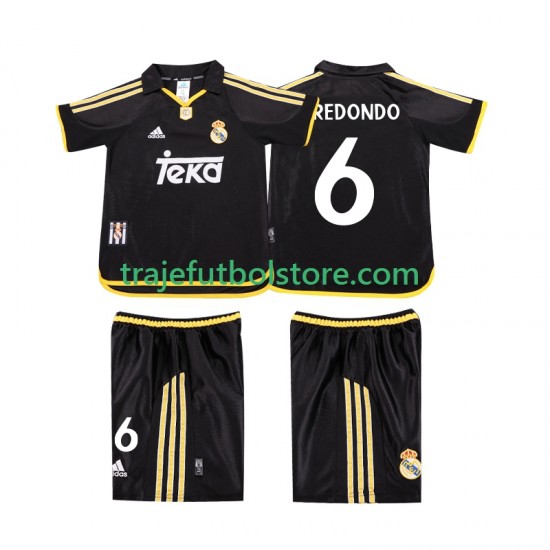 Camiseta 2ª Real Madrid REDONDO 6 2001 Retro Niño 1999 Manga Corta