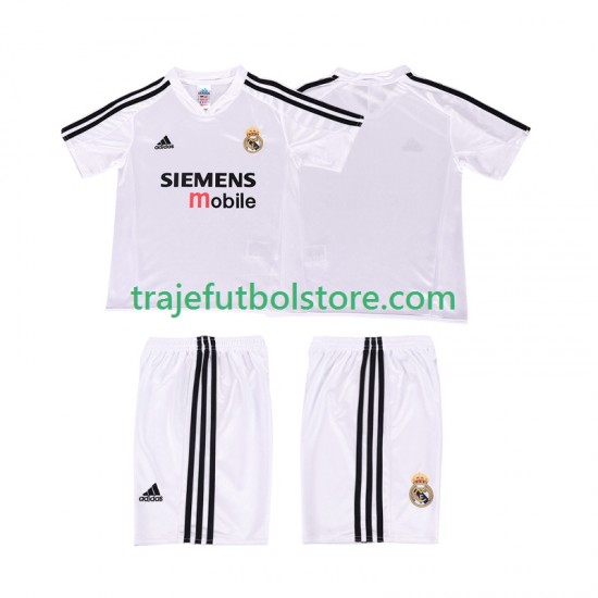 Camiseta 1ª Real Madrid 5 Retro Niño 2004 2002 Manga Corta