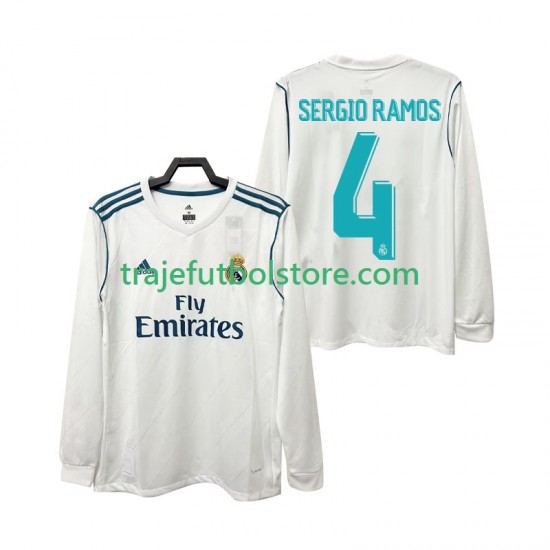 Camiseta 1ª Real Madrid SERGIO RAMOS 4 2017 2018 Retro Hombre ML