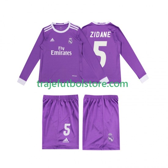 Camiseta 2ª Real Madrid ZIDANE 5 2016 Retro Niño ML