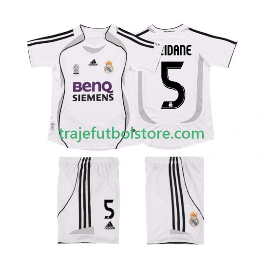 Camiseta 1ª Real Madrid ZIDANE 5 2007 Retro Niño 2006 Manga Corta