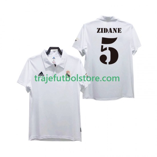 Camiseta 1ª Real Madrid ZIDANE 5 2003 Retro Hombre 2002 Manga Corta