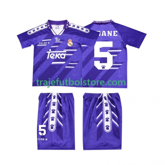 Camiseta 2ª Real Madrid ZIDANE 5 1996 Retro Niño 1994 Manga Corta