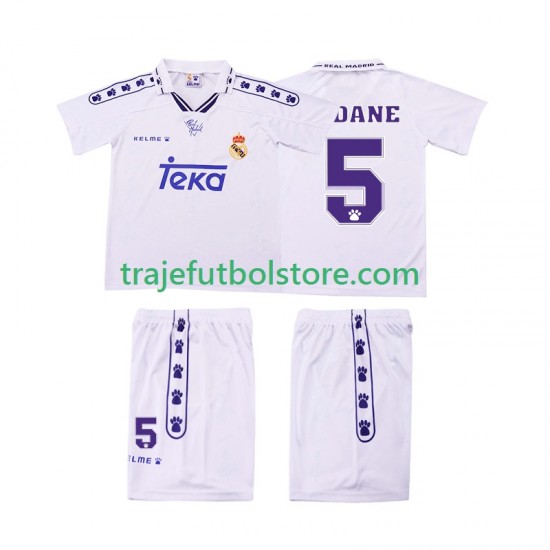Camiseta 1ª Real Madrid ZIDANE 5 1996 Retro Niño 1994 Manga Corta