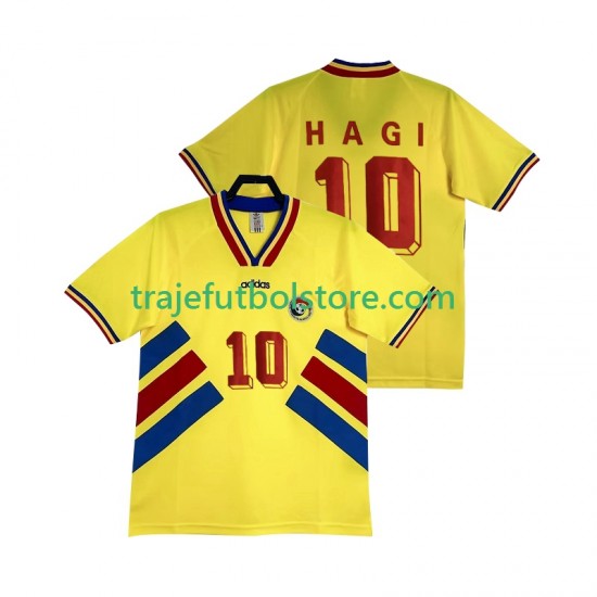 Camiseta 1ª Rumania Hagi 10 Retro Hombre 1994 Manga Corta