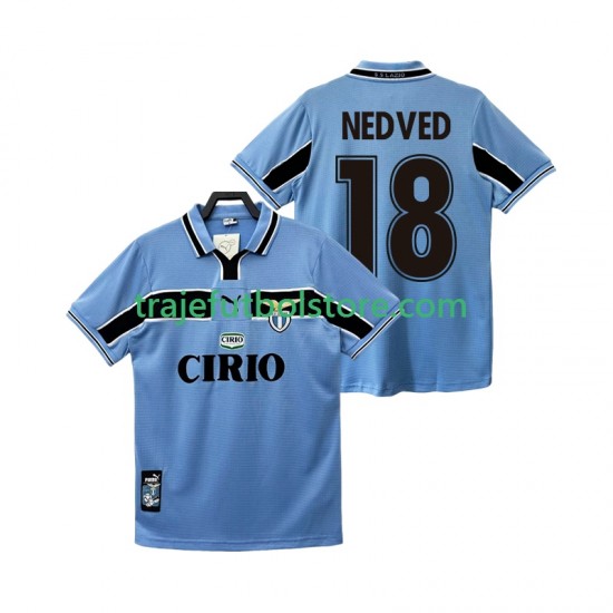 Camiseta 1ª SS Lazio NEDVED 18 Retro Hombre 1998 1999 Manga Corta