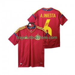 Camiseta 1ª España Andres Iniesta 6 2012 Retro Hombre Manga Corta