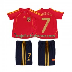 Camiseta 1ª España DAVID VILLA 7 Retro Niño 2008 Manga Corta