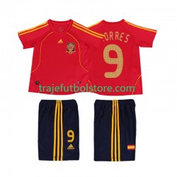Camiseta 1ª España TORRES 9 Retro Niño 2008 Manga Corta