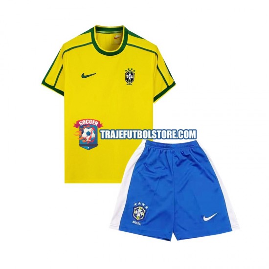 Camiseta 1ª Brasil Retro Niño 1998 Manga Corta
