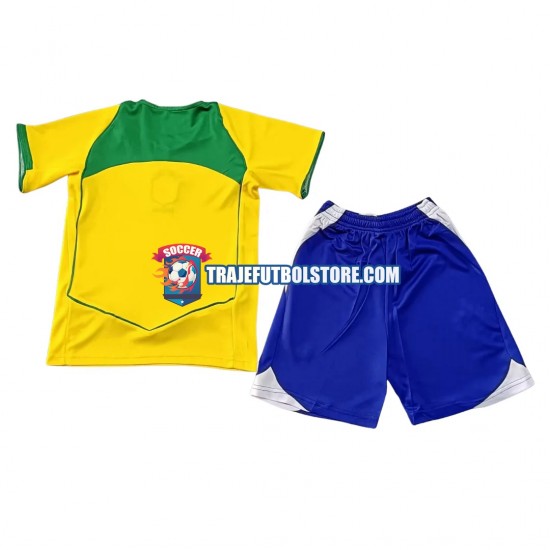 Camiseta 1ª Brasil Retro Niño 2004 Manga Corta