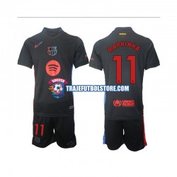 Camiseta 2ª FC Barcelona Raphinha 11 Niño 2024-2025 Manga Corta