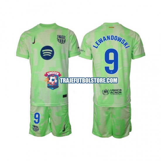 Camiseta 3ª FC Barcelona Robert Lewandowski 9 Niño 2024-2025 Manga Corta