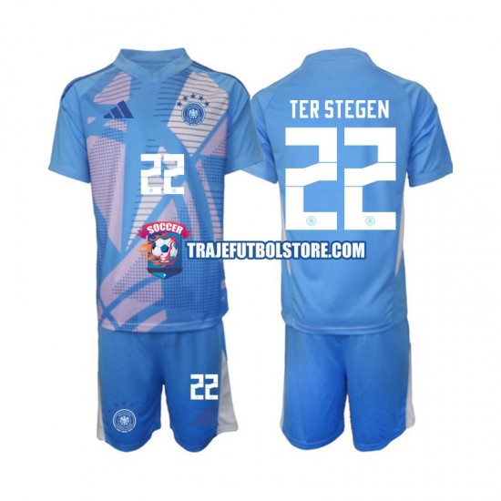 Camiseta 4ª Alemania Ter Stegen 22 Portero Niño 2024-2025 Manga Corta