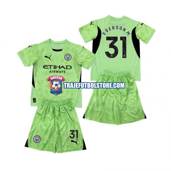 Camiseta 4ª Manchester City Ederson Moraes 31 2 Portero Niño 2024-2025 Manga Corta