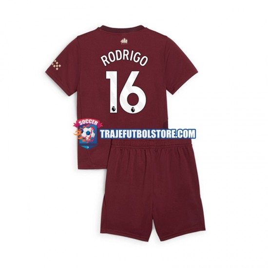 Camiseta 3ª Manchester City RODRIGO 16 Niño 2024-2025 Manga Corta