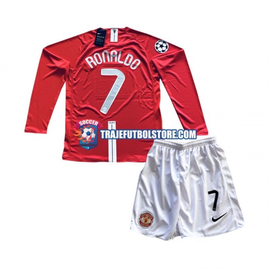 Camiseta 1ª Manchester United Cristiano Ronaldo 7 Champion League 2007 Retro Niño ML