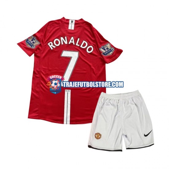 Camiseta 1ª Manchester United Cristiano Ronaldo 7 2007 Retro Niño Manga Corta
