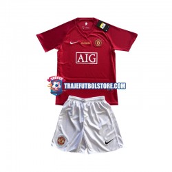 Camiseta 1ª Manchester United Champion League 2007 Niño Manga Corta