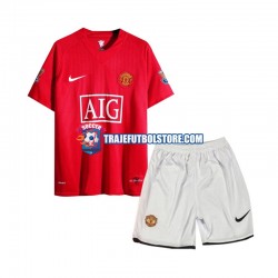 Camiseta 1ª Manchester United 2007 Retro Niño Manga Corta