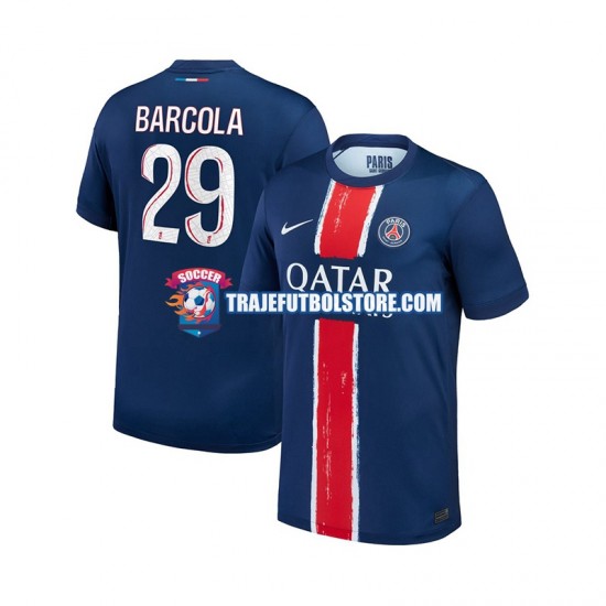 Camiseta 1ª Paris Saint-Germain Bradley Barcola 29 Hombre 2024-2025 Manga Corta