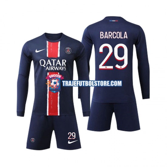 Camiseta 1ª Paris Saint-Germain Bradley Barcola 29 Niño 2024-2025 ML