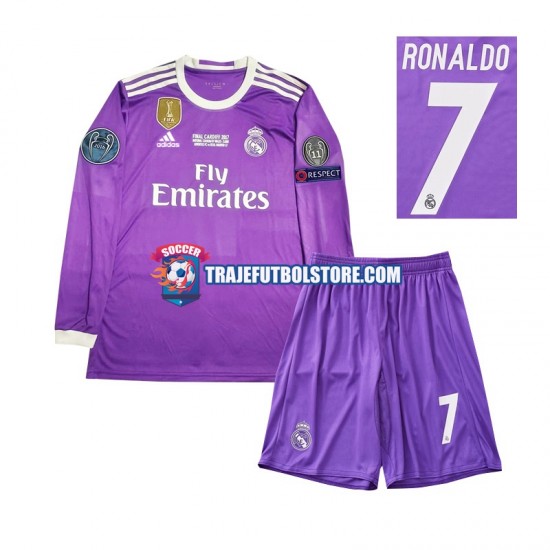 Camiseta 2ª Real Madrid Cristiano Ronaldo 7 2016 Retro Niño ML
