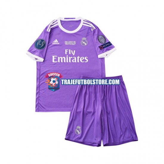 Camiseta 2ª Real Madrid 2016 Retro Niño Manga Corta