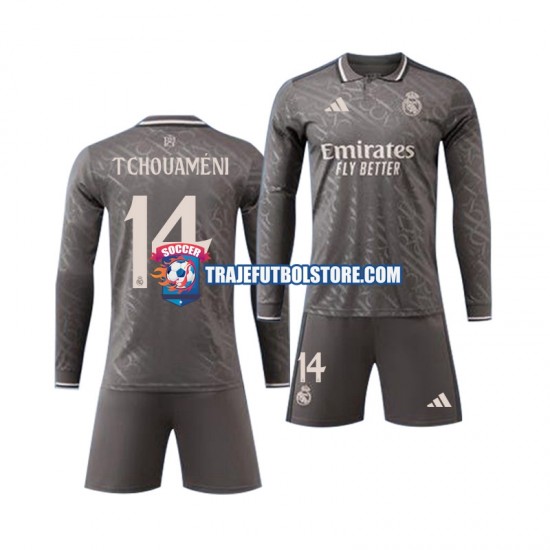 Camiseta 2ª Real Madrid Tchouameni 14 Niño 2024-2025 ML