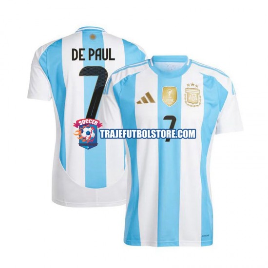 Camiseta 1ª Argentina De Paul 7 Hombre 2024 Manga Corta
