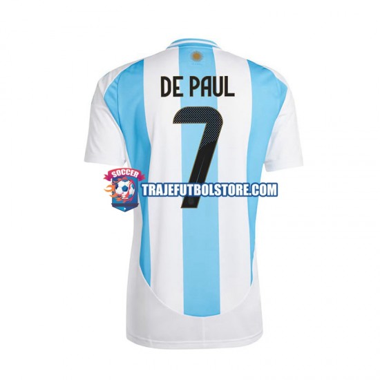 Camiseta 1ª Argentina De Paul 7 Hombre 2024 Manga Corta