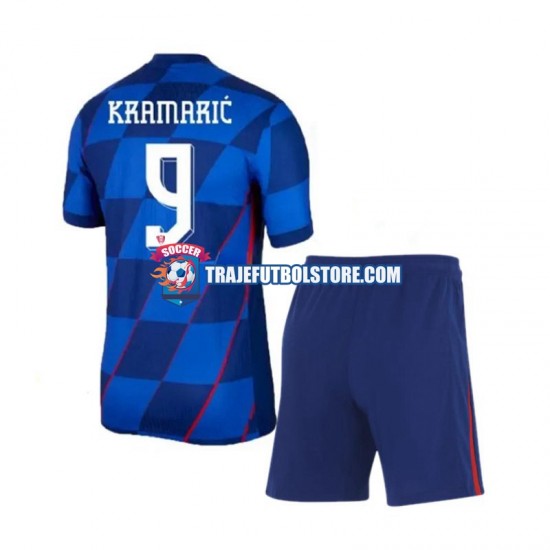Camiseta 2ª Croacia Andrej Kramaric 9 Niño Euro 2024 Manga Corta