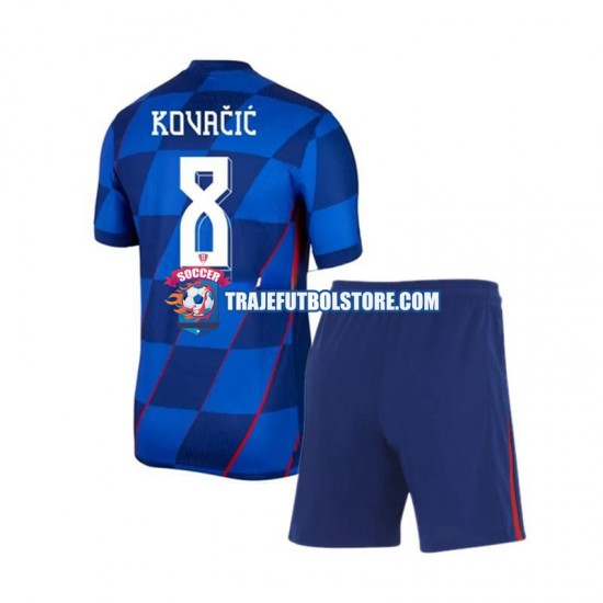 Camiseta 2ª Croacia Mateo Kovacic 8 Niño Euro 2024 Manga Corta