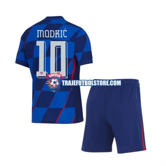 Camiseta 2ª Croacia Modrić 10 Niño Euro 2024 Manga Corta