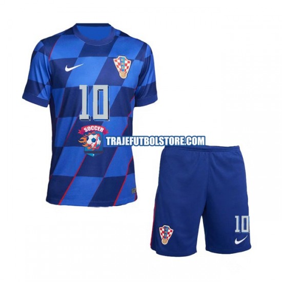 Camiseta 2ª Croacia Modrić 10 Niño Euro 2024 Manga Corta