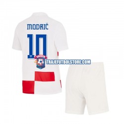 Camiseta 1ª Croacia Modrić 10 Niño Euro 2024 Manga Corta