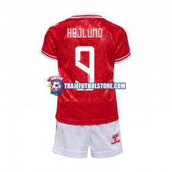 Camiseta 1ª Dinamarca Hojlund 9 Niño Euro 2024 Manga Corta
