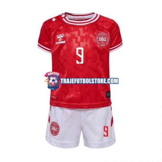 Camiseta 1ª Dinamarca Hojlund 9 Niño Euro 2024 Manga Corta
