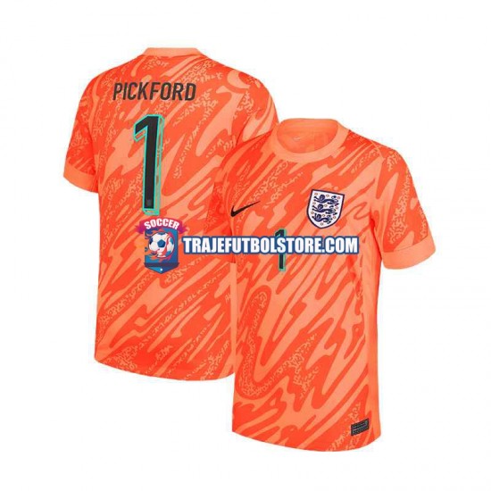 Camiseta 1ª Inglaterra Pickford 1 Portero Hombre Euro 2024 Manga Corta