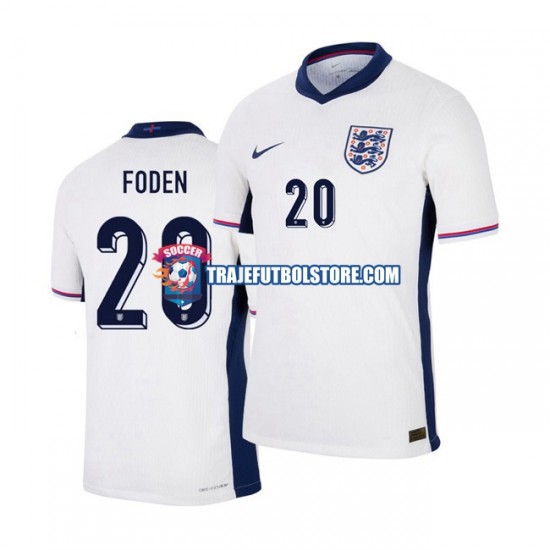 Camiseta 1ª Inglaterra Phil Foden 20 Hombre Euro 2024 Manga Corta