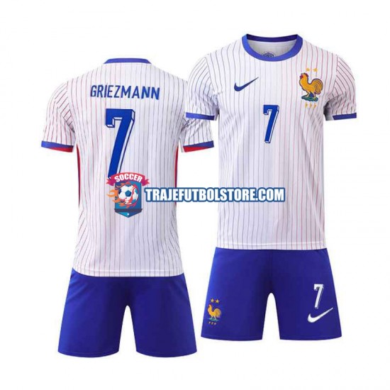 Camiseta 2ª Francia Antoine Griezmann 7 Niño Euro 2024 Manga Corta
