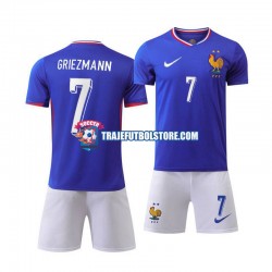 Camiseta 1ª Francia Antoine Griezmann 7 Niño Euro 2024 Manga Corta