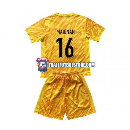 Camiseta 1ª Francia Mike Maignan 16 Portero Niño Euro 2024 Manga Corta